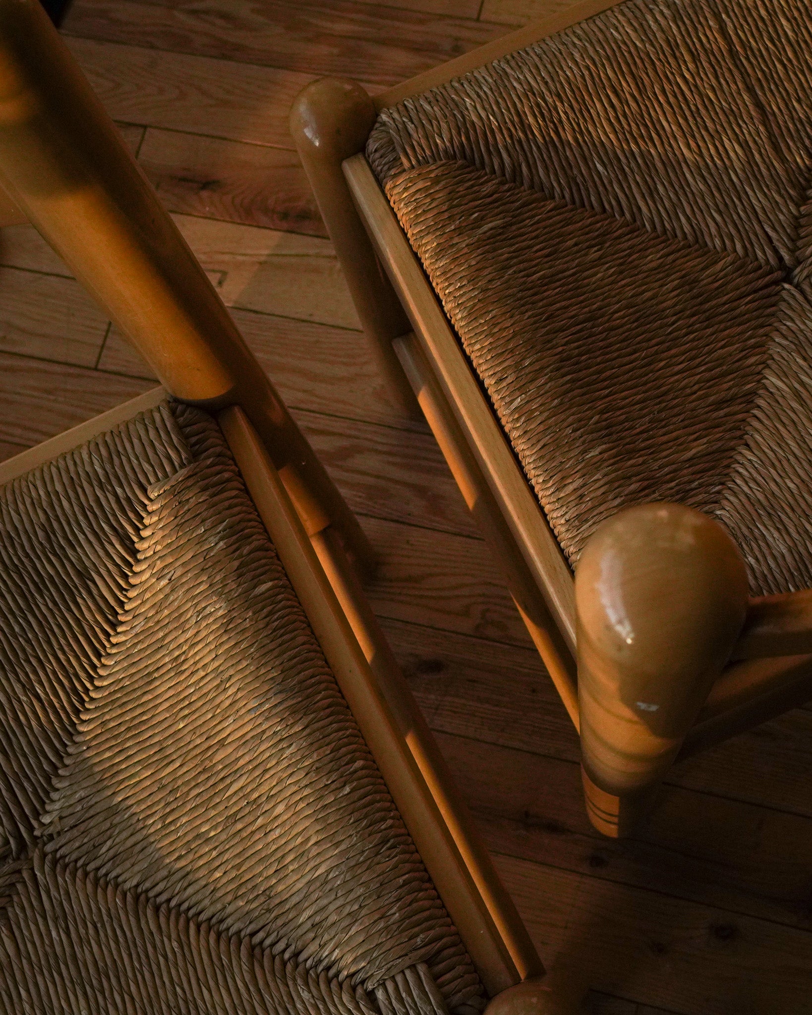 Hank Loewenstein Padova-style style rush dining chairs, made in Italy