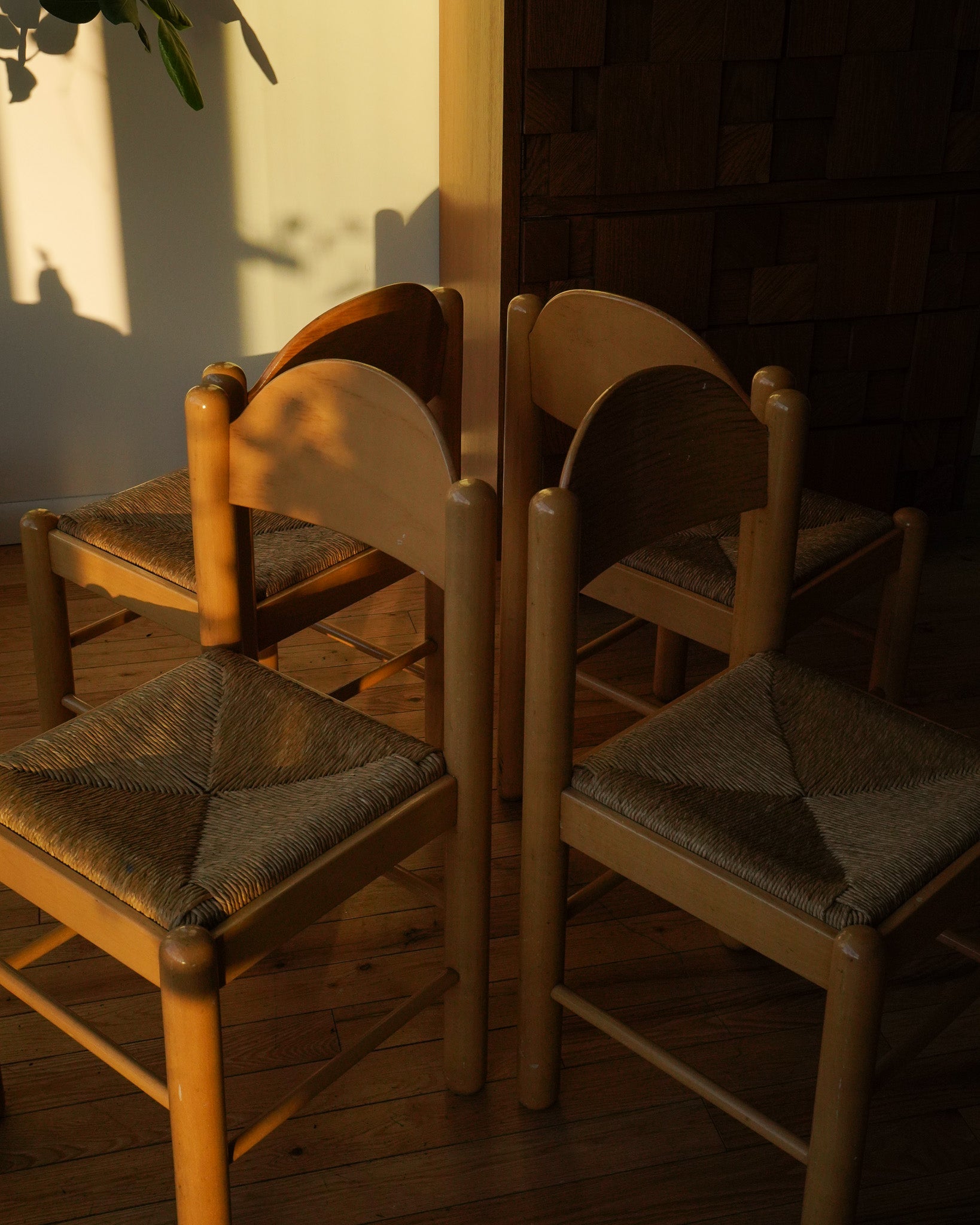 Hank Loewenstein Padova-style style rush dining chairs, made in Italy